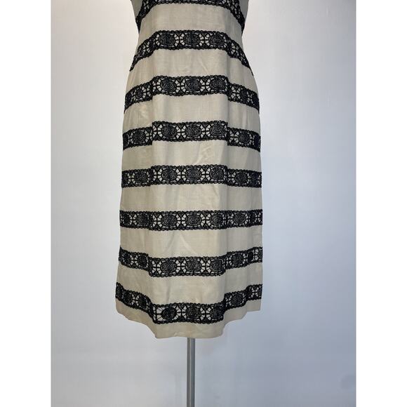 Vintage 60s Striped Lace Wiggle Dress / Mod Retro Cocktail / Sz S/M / Sleeveless - Picture 4 of 8